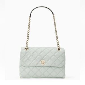KATE SPADE NATALIA MEDIUM FLAP CROSSBODY SHOULDER CRYSTAL BLUE LEATHER BAG